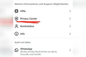 Runterscrollen bis zum Privacy Center.